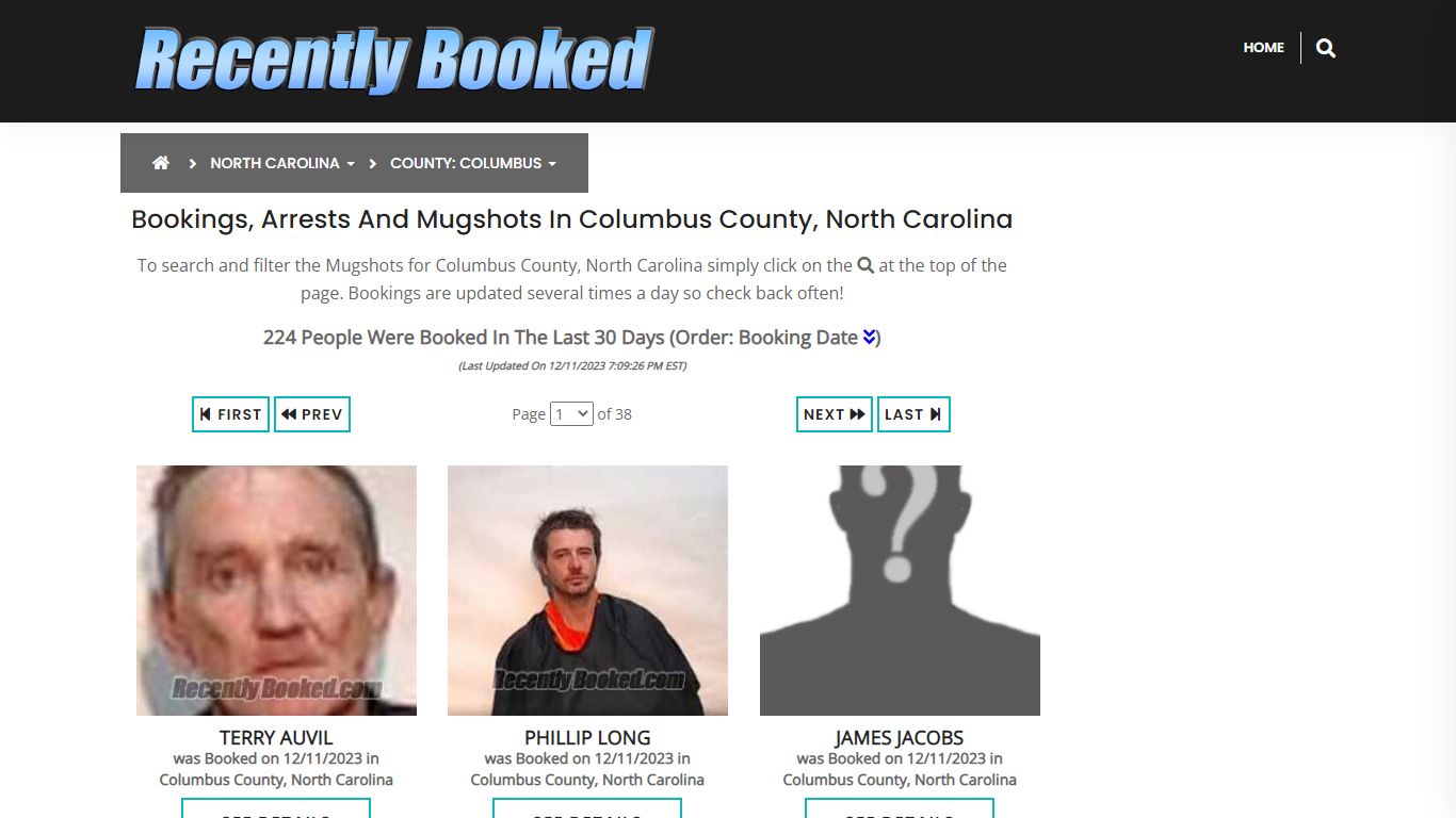 Bookings, Arrests and Mugshots in Columbus County, North Carolina